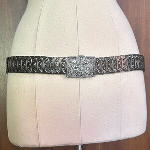 Vintage Silver Disc Belt with Western Buckle XL